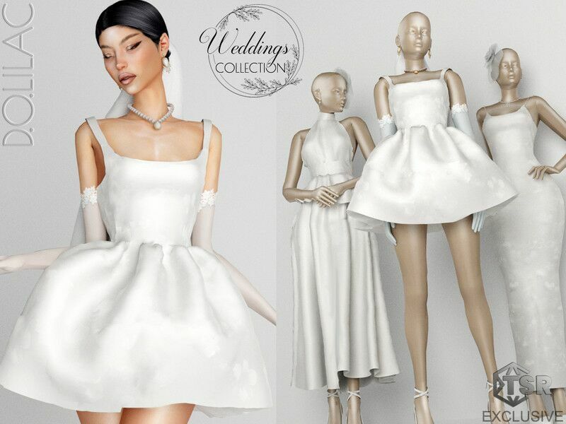 Weddings Collection Jacquard Mini Dress DO0241 1 Weddings Collection Jacquard Mini Dress DO0241 Sims 4 CC