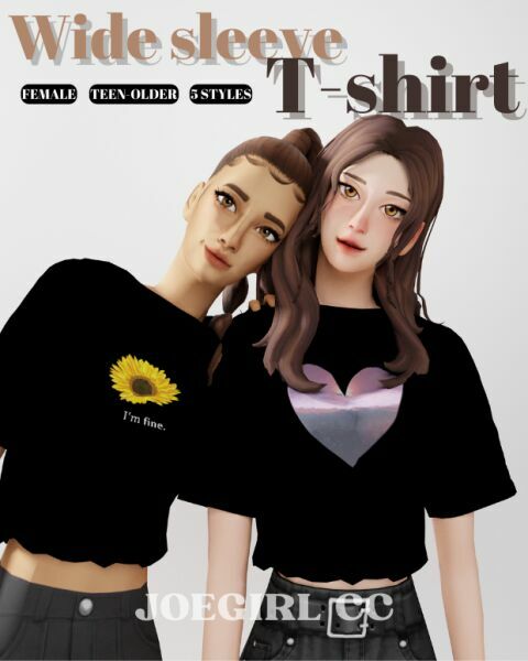 Wide Sleeve T-Shirt By Joegirl 1 Wide Sleeve T-Shirt By Joegirl Sims 4 CC
