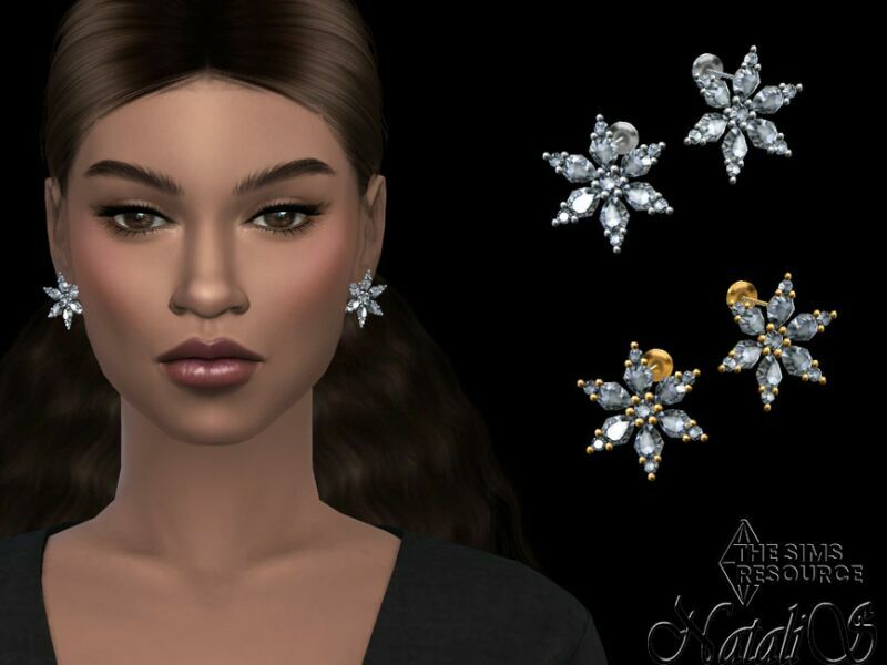 Winter Snowflakes Earrings By Natalis 1 Winter Snowflakes Earrings By Natalis Sims 4 CC