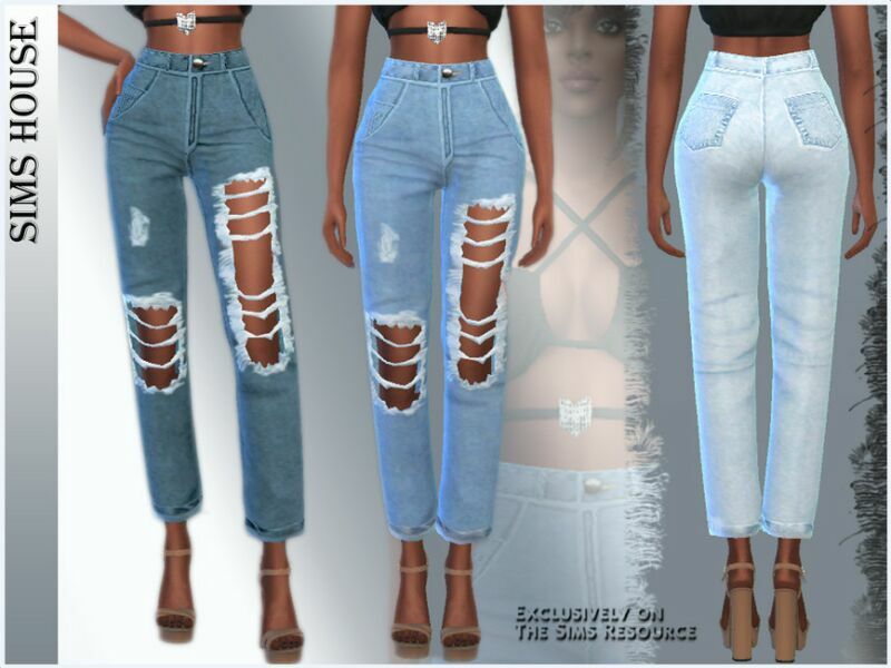 Women’S Ripped Jeans 1 Women’S Ripped Jeans Sims 4 CC