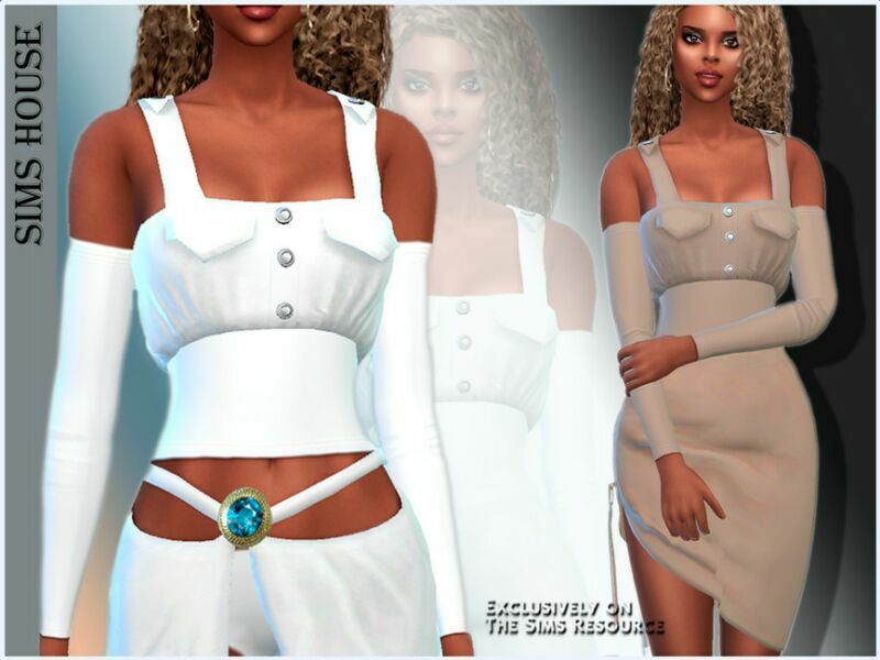 Women’S TOP With Detachable Sleeves 1 Women’S TOP With Detachable Sleeves Sims 4 CC