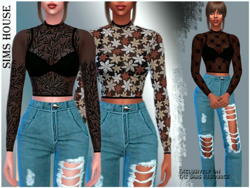 Women’S Translucent TOP 2 sims 4 cc womens translucent top 2