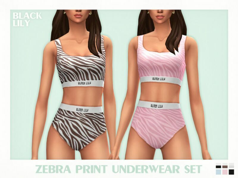 Zebra Print Underwear SET 1 Zebra Print Underwear SET Sims 4 CC
