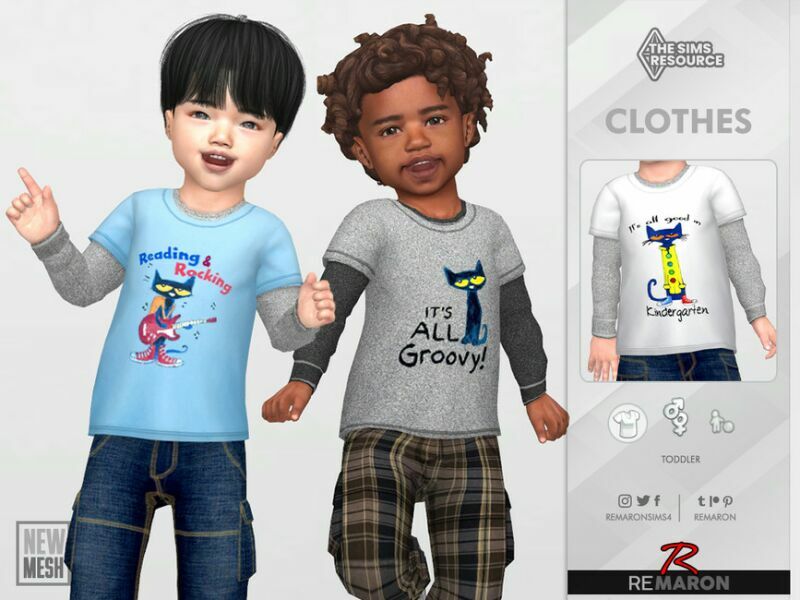 sims 4 cc 2 shirts 01 for toddler by remaron 2