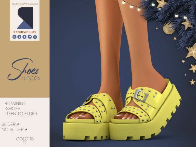 AF Shoes N024 | Slider + NO Slider Platform Sandals By Redheadsims 1 AF Shoes N024 | Slider + NO Slider Platform Sandals By Redheadsims Sims 4 CC