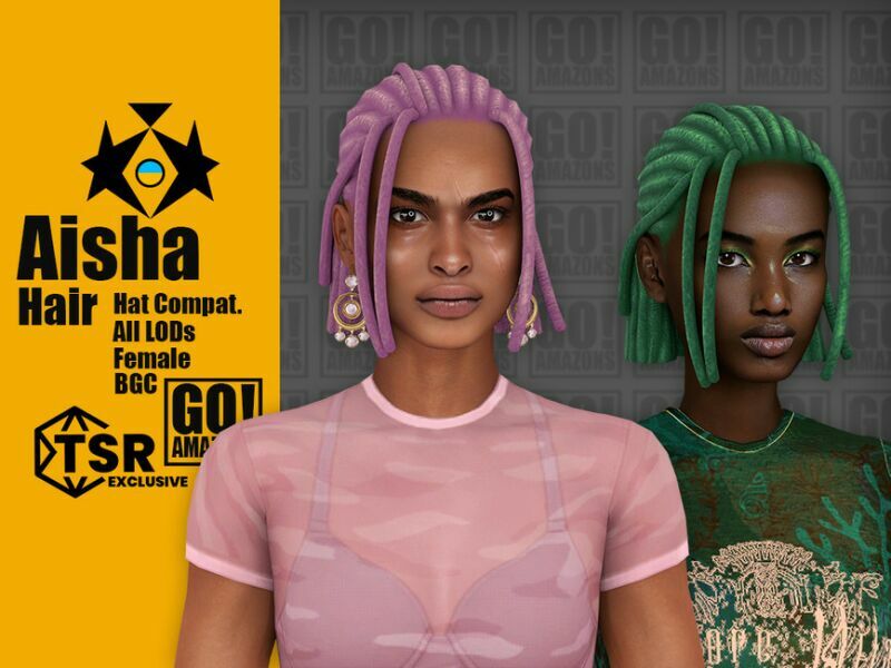 Aisha Hair By Goamazons 1 Aisha Hair By Goamazons Sims 4 CC