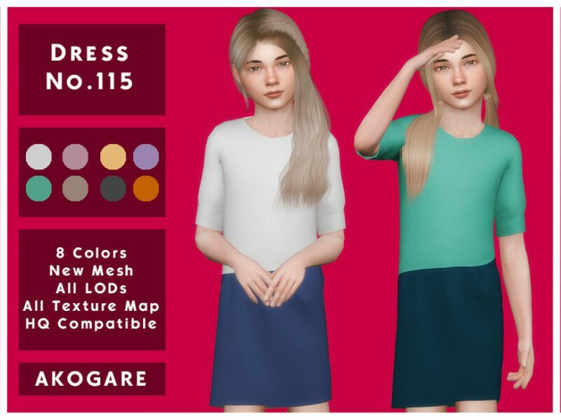 Akogare Dress NO.115 By _Akogare_ 1 Akogare Dress NO.115 By _Akogare_ Sims 4 CC