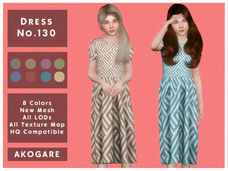 Akogare Dress NO.130 By _Akogare_ 1 Akogare Dress NO.130 By _Akogare_ Sims 4 CC