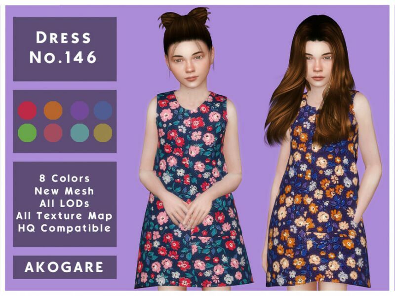 Akogare Dress NO.146 By _Akogare_ 1 Akogare Dress NO.146 By _Akogare_ Sims 4 CC