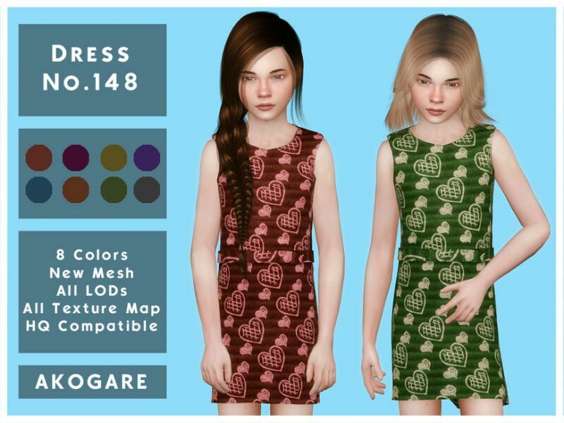 Akogare Dress NO.148 By _Akogare_ 1 Akogare Dress NO.148 By _Akogare_ Sims 4 CC