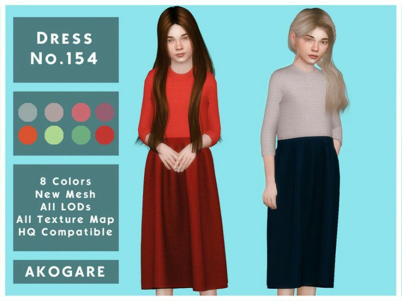 Akogare Dress NO.154 By _Akogare_ 1 Akogare Dress NO.154 By _Akogare_ Sims 4 CC