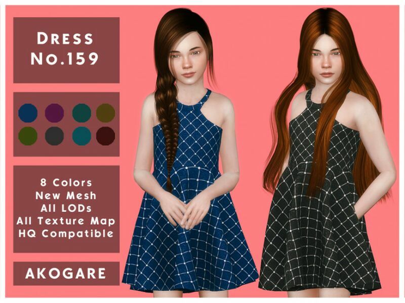 Akogare Dress NO.159 By _Akogare_ 1 Akogare Dress NO.159 By _Akogare_ Sims 4 CC
