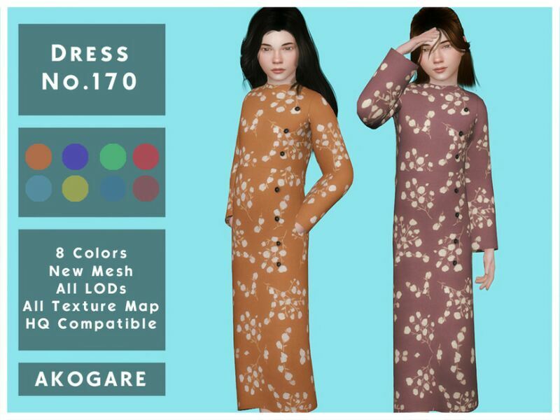 Akogare Dress NO.170 By _Akogare_ 1 Akogare Dress NO.170 By _Akogare_ Sims 4 CC