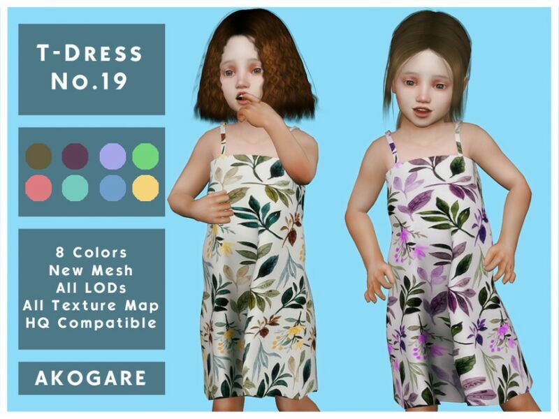 Akogare T-Dress NO.19 By _Akogare_ 1 Akogare T-Dress NO.19 By _Akogare_ Sims 4 CC