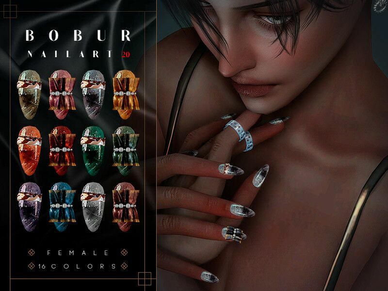 Almond Shaped Nails With Accessories 1 Almond Shaped Nails With Accessories Sims 4 CC