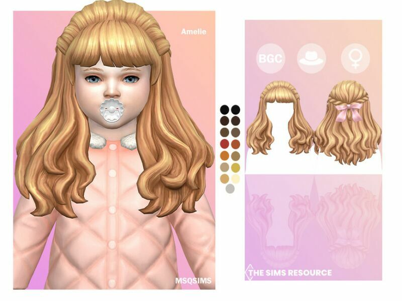Amelie Hair Toddler By Msqsims 1 Amelie Hair Toddler By Msqsims Sims 4 CC