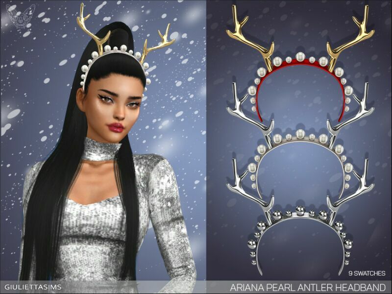 Ariana Pearl Antler Headband By Feyona 1 Ariana Pearl Antler Headband By Feyona Sims 4 CC