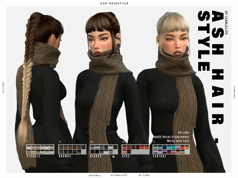 ASH Hairstyle 1 ASH Hairstyle Sims 4 CC