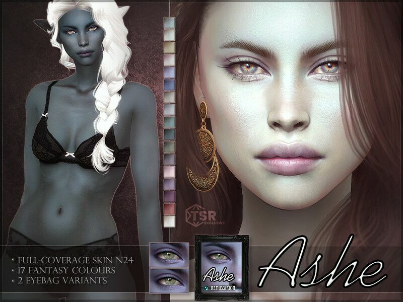 Ashe Skin – Female Skin 24 – Fantasy Colours 1 Ashe Skin – Female Skin 24 – Fantasy Colours Sims 4 CC