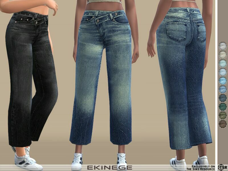 Asymmetric Button Detail Jeans By Ekinege 1 Asymmetric Button Detail Jeans By Ekinege Sims 4 CC