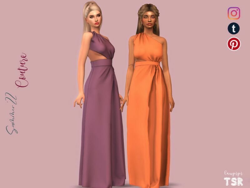 Asymmetric Long Dress – DR461 By Laupipi 1 Asymmetric Long Dress – DR461 By Laupipi Sims 4 CC