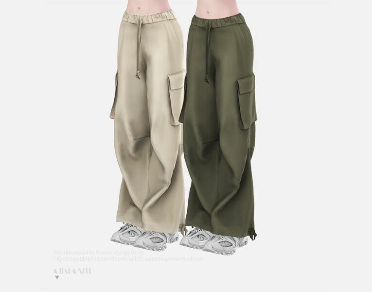 Attentionrow For Women Cargo Pants By Charonlee 1 Attentionrow For Women Cargo Pants By Charonlee Sims 4 CC