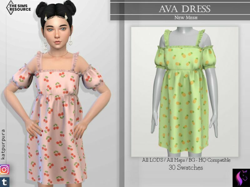 AVA Dress By Katpurpura 1 AVA Dress By Katpurpura Sims 4 CC