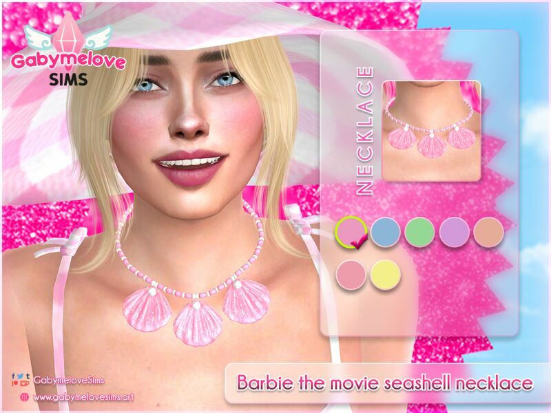 Barbie The Movie Beach Outfit, SET 4 sims 4 cc barbie the movie beach outfit set 4