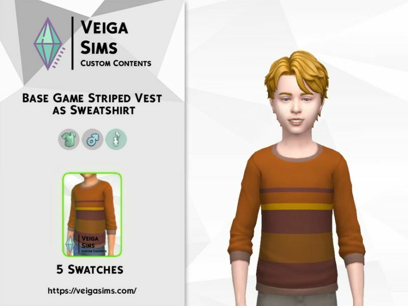 Base Game Striped Vest AS Sweatshirt 1 Base Game Striped Vest AS Sweatshirt Sims 4 CC