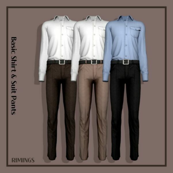 Basic Shirt & Suit Pants By Rimings 1 Basic Shirt & Suit Pants By Rimings Sims 4 CC