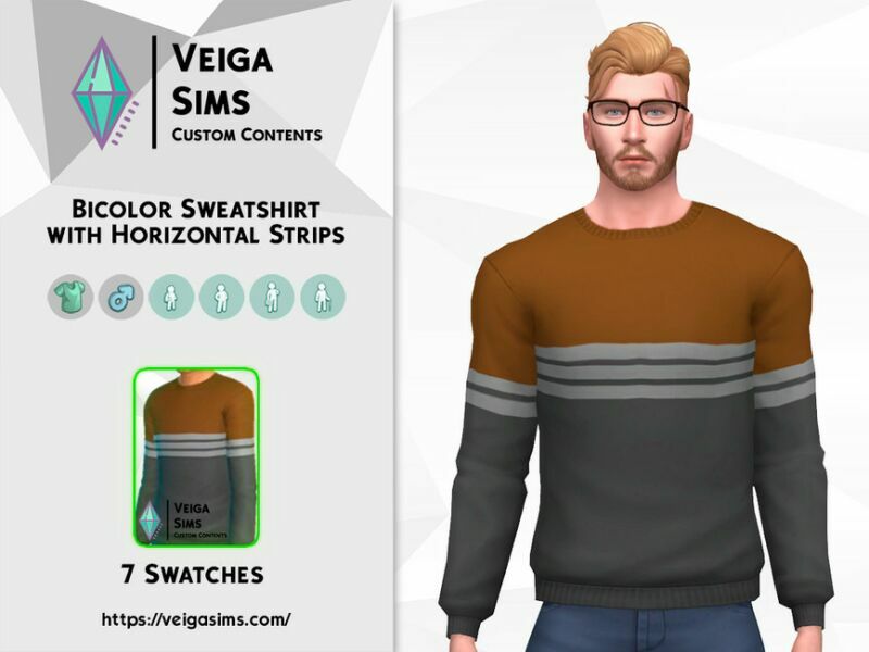 Bicolor Sweatshirt With Horizontal Strips 1 Bicolor Sweatshirt With Horizontal Strips Sims 4 CC