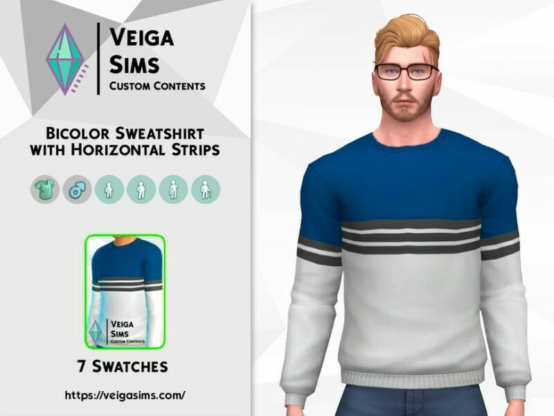 Bicolor Sweatshirt With Horizontal Strips 2 sims 4 cc bicolor sweatshirt with horizontal strips 2