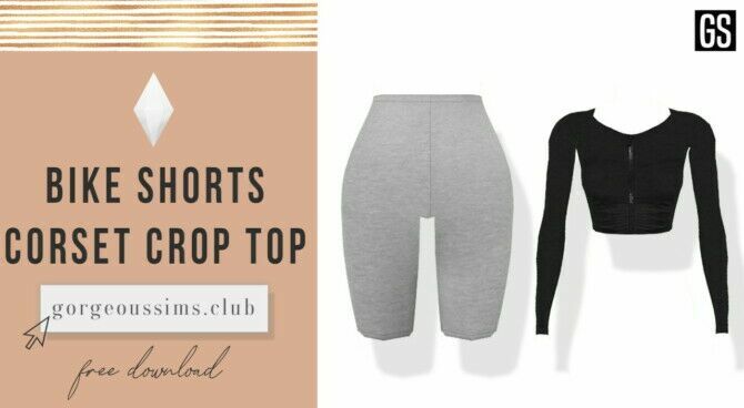 Bike Shorts + Corset Crop TOP 1 Bike Shorts + Corset Crop TOP Sims 4 CC