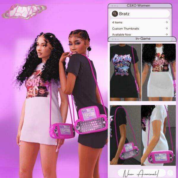 Bratz Oversized TEE, BAG & Hoops 3 sims 4 cc bratz oversized tee bag hoops 2