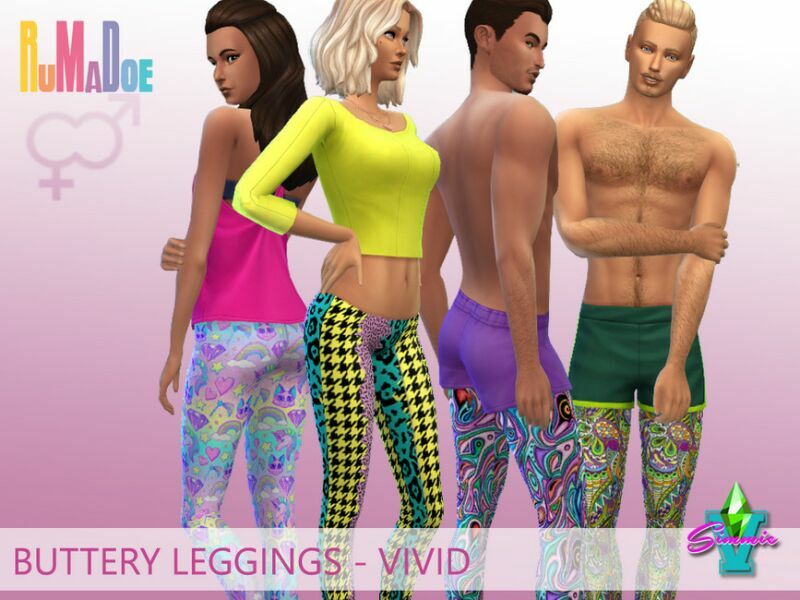 Buttery Unisex Leggings Vivid By Simmiev 1 Buttery Unisex Leggings Vivid By Simmiev Sims 4 CC