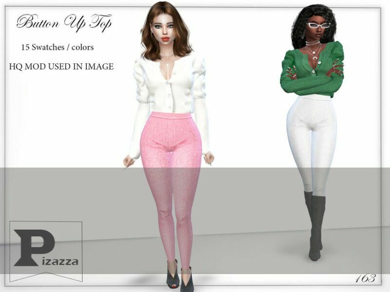 Button UP TOP By Pizazz 1 Button UP TOP By Pizazz Sims 4 CC