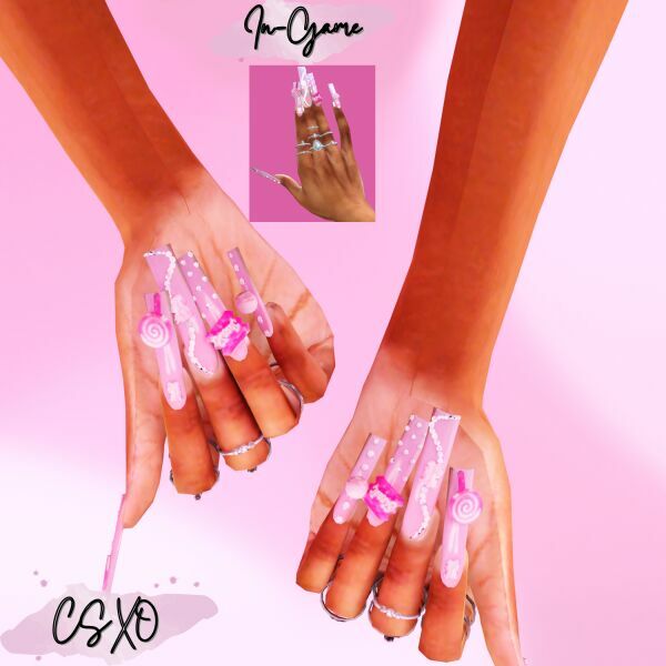 Candy Nails 2 sims 4 cc candy nails 2