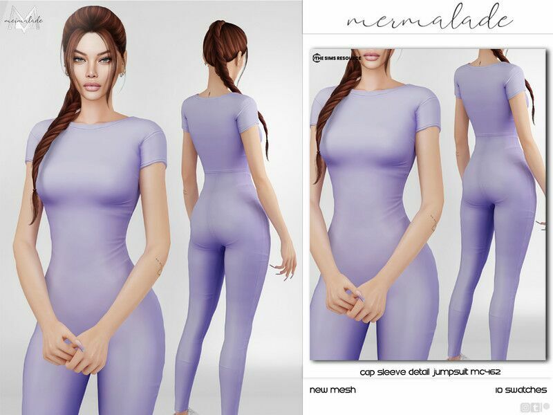 CAP Sleeve Detail Jumpsuit MC462 1 CAP Sleeve Detail Jumpsuit MC462 Sims 4 CC