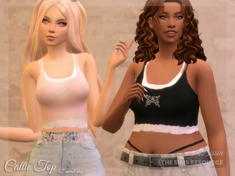 Cattie TOP By Dissia 1 Cattie TOP By Dissia Sims 4 CC