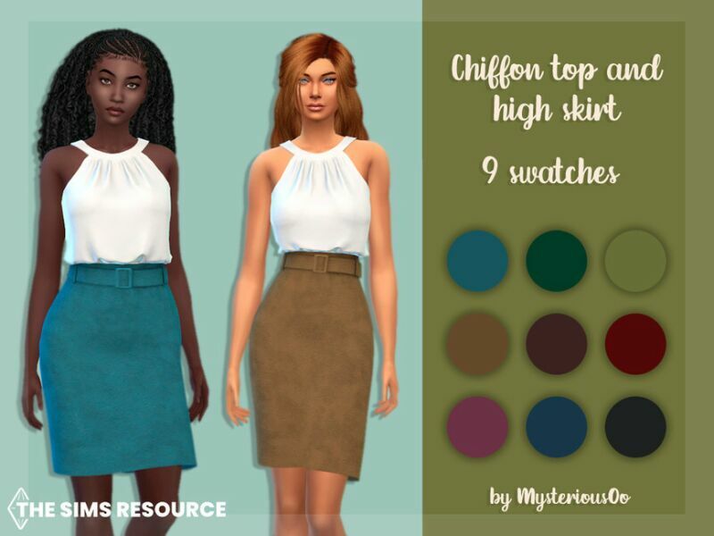Chiffon TOP And High Skirt By Mysteriousoo 1 Chiffon TOP And High Skirt By Mysteriousoo Sims 4 CC