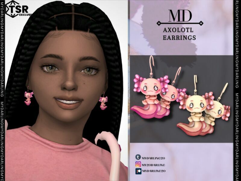 Child Axolotl Earrings By Mydarling20 1 Child Axolotl Earrings By Mydarling20 Sims 4 CC