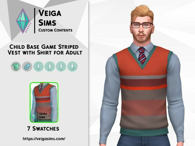 Child Base Game Striped Vest For Adult 3 sims 4 cc child base game striped vest for adult 2