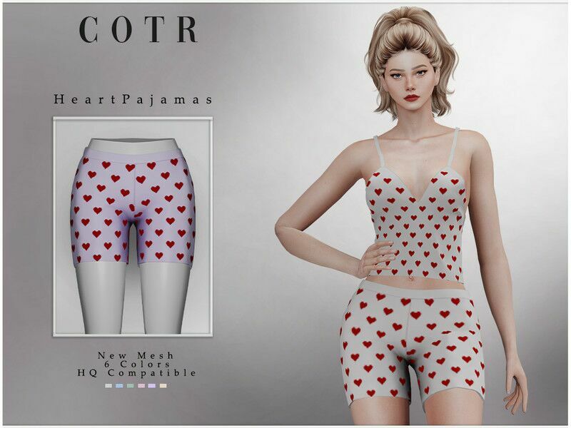 Chordoftherings Heart Pajamas For / Everyday 1 Chordoftherings Heart Pajamas For / Everyday Sims 4 CC