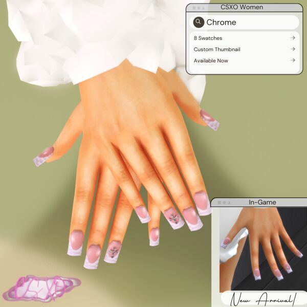 Chrome Cross Nails 2 sims 4 cc chrome cross nails 3