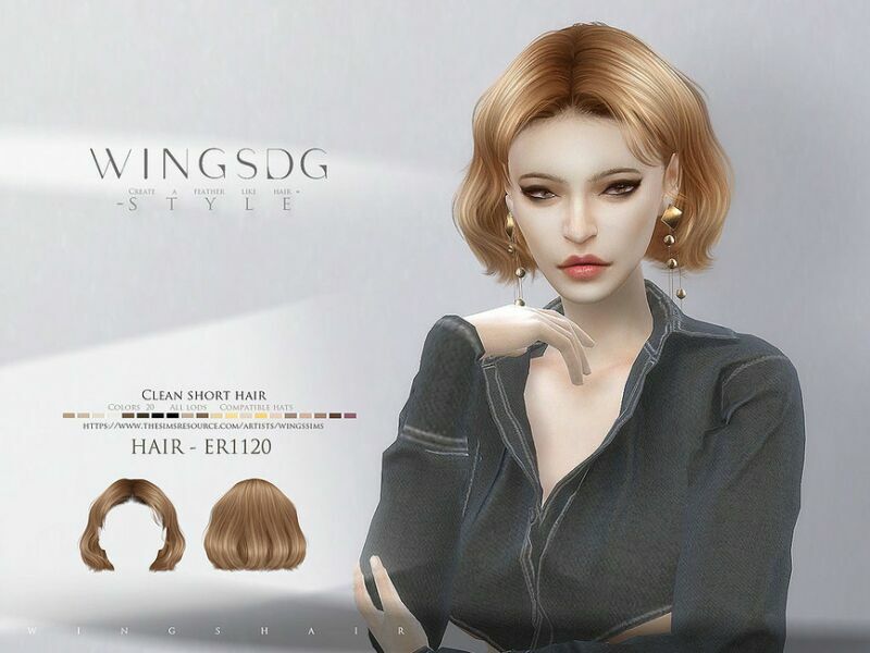 Clean Short Hair ER1120 By Wingssims 1 Clean Short Hair ER1120 By Wingssims Sims 4 CC