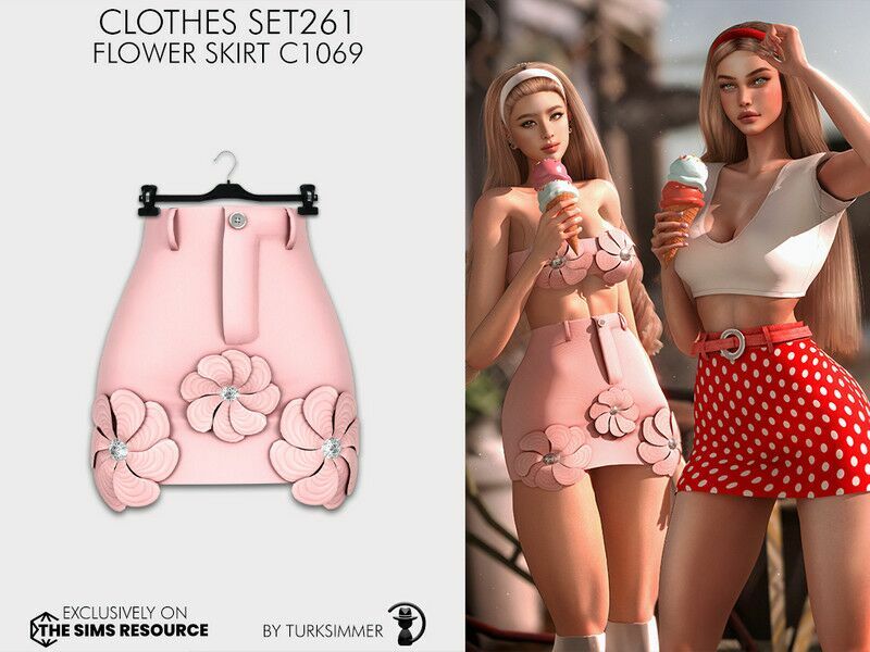 Clothes SET261 – Flower Skirt C1069 1 Clothes SET261 – Flower Skirt C1069 Sims 4 CC