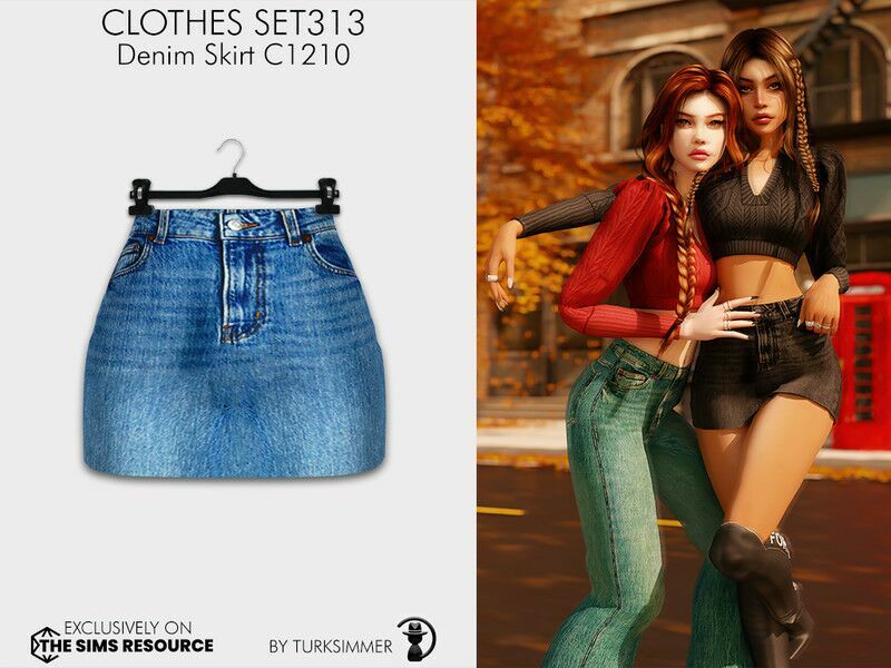 Clothes SET313 – Denim Skirt C1210 By Turksimmer 1 Clothes SET313 – Denim Skirt C1210 By Turksimmer Sims 4 CC