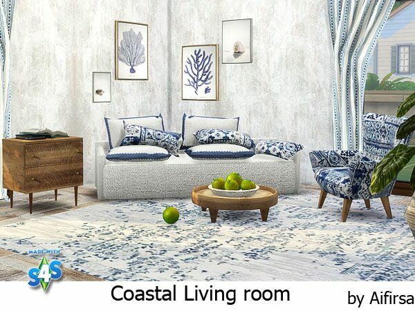 Coastal Living Room By Aifirsa 1 Coastal Living Room By Aifirsa Sims 4 CC