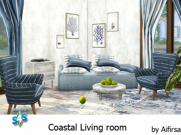 Coastal Living Room By Aifirsa 2 sims 4 cc coastal living room by aifirsa 3