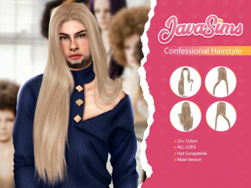 Confessional (Male Hairstyle) By Javasims 1 Confessional (Male Hairstyle) By Javasims Sims 4 CC